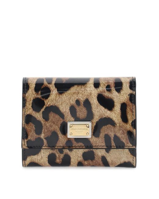 Dolce & Gabbana Brown Leopard Print Leather Wallet