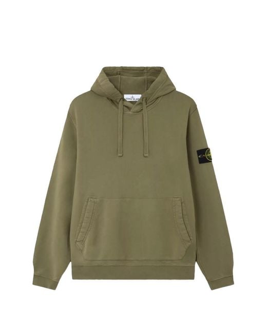 Stone Island Green Hooded Sweatshirt Organic Cotton Sweatshirts for men