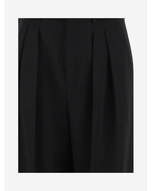 Saint Laurent Black Trousers High-Waisted Wide Leg Wool