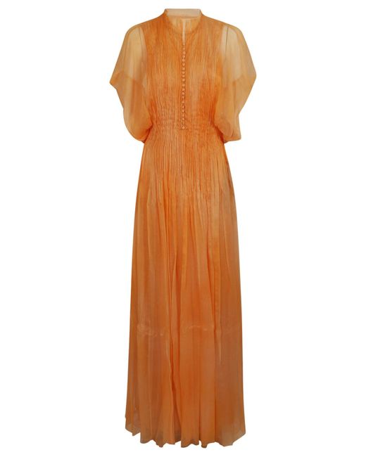 Ermanno Scervino Orange Elegant Mini Dress With Pleated Skirt And Silk Lining