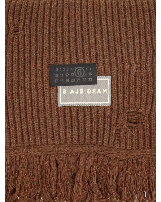 MM6 by Maison Martin Margiela Brown Wool Blend Scarf With Distressed Effect for men