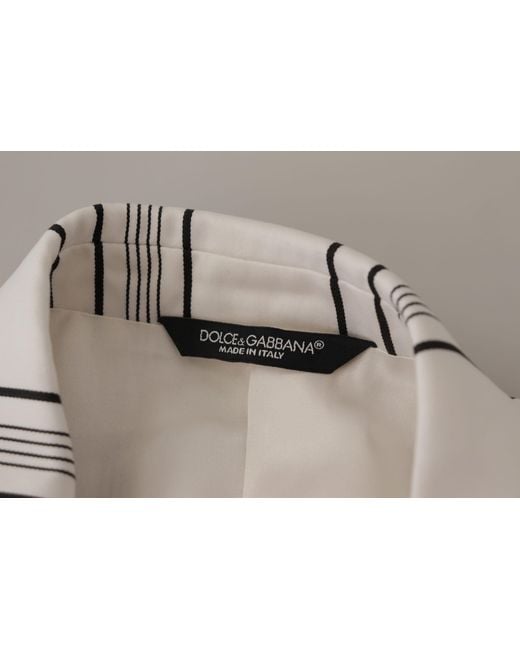 Dolce & Gabbana Brown Stripes Cotton Single Breasted Blazer Nylon Elastane Clothing for men