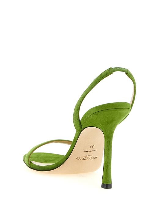 Jimmy Choo Green Leather Stiletto Heel Sandals