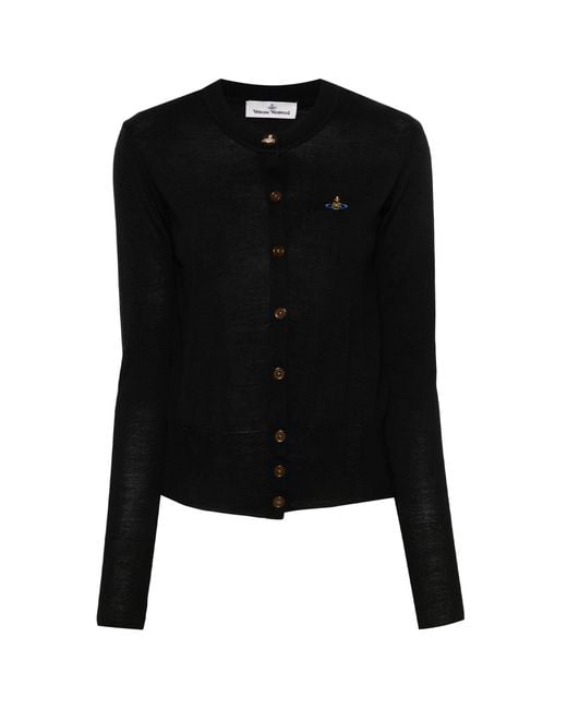 Vivienne Westwood Black Cardigan With Buttons And Logo