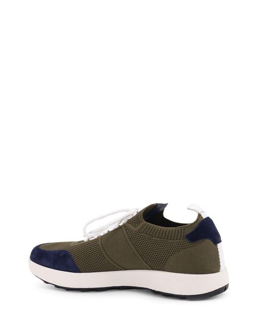 Kiton Green Low-Top Mesh Sneakers With Suede Profiles for men