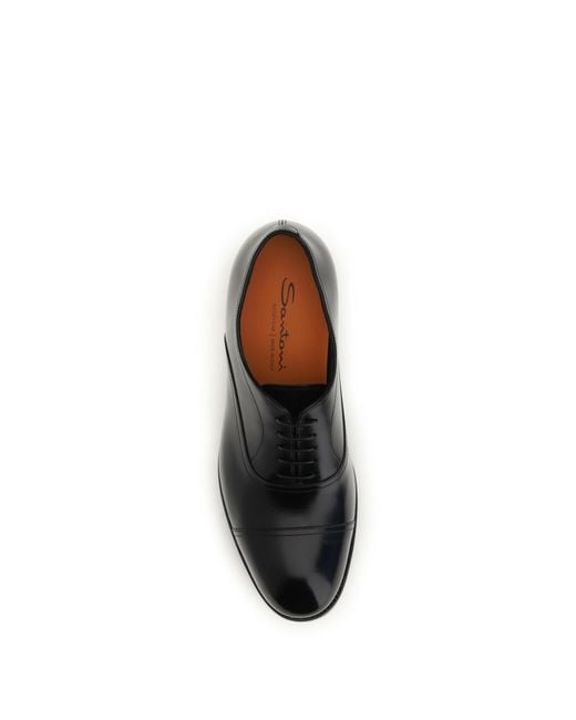 Santoni White Lace-Up Shoes Calfskin Leather for men