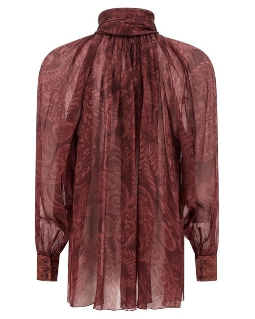Etro Purple Bow Blouse