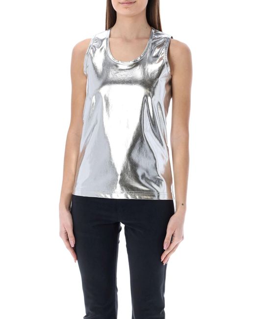 Junya Watanabe Synthetic Laminated Tank Top in Silver (Metallic) Lyst
