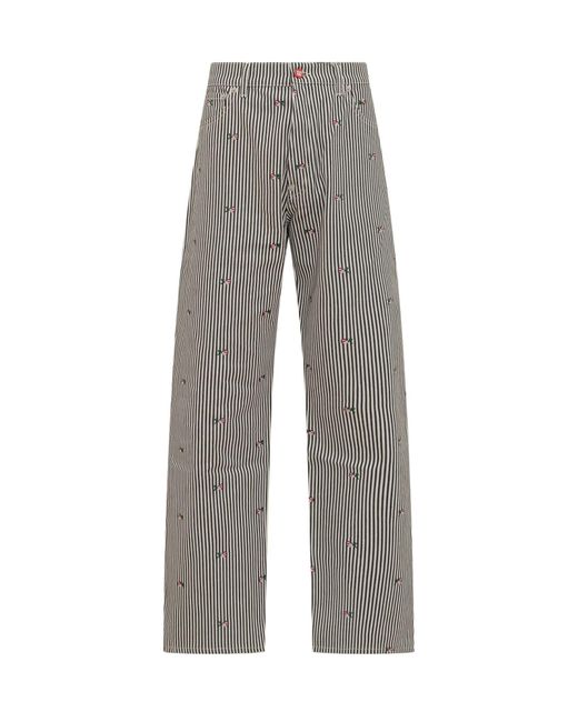 KENZO Gray Striped Jeans for men