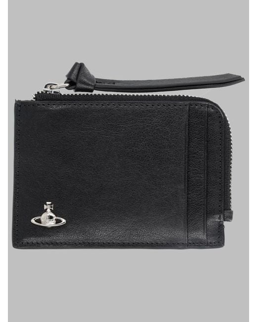 Vivienne Westwood Black Leather Zip Card Holder Calf Wallets & Purses
