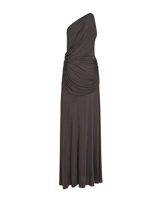 Alex Perry Gray Dress Twisted One-Shoulder Viscose