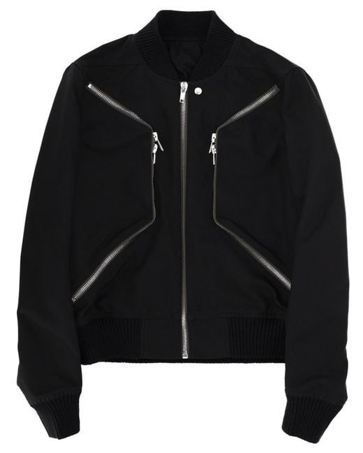 Rick Owens Black Flight Jacket Cotton Nylon for men