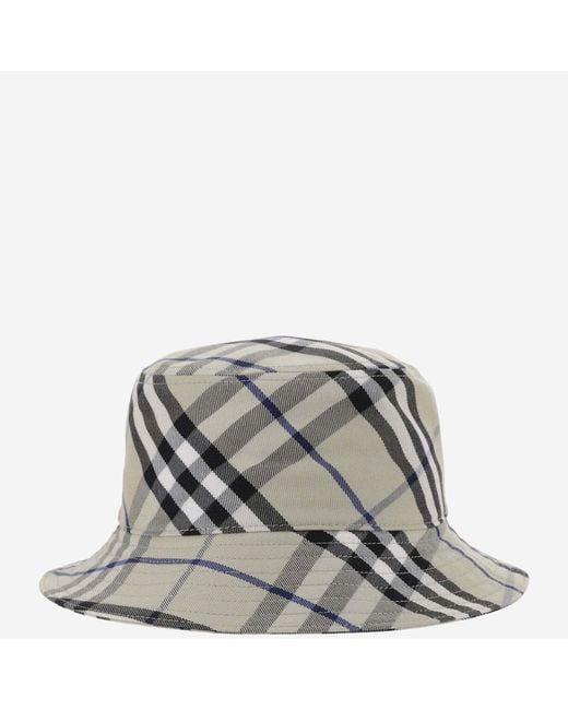 Burberry Gray Cotton Blend Bucket Hat