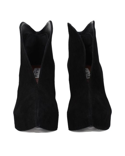 Alaïa Black Leather Ankle Boots
