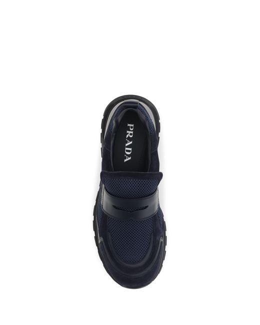 Prada Blue Loafers Sport Mesh for men