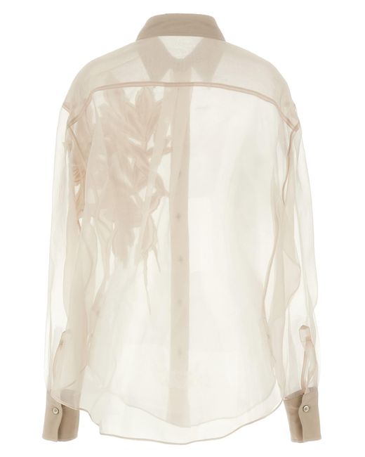 Brunello Cucinelli Natural 'Flora Appliquã' Shirt