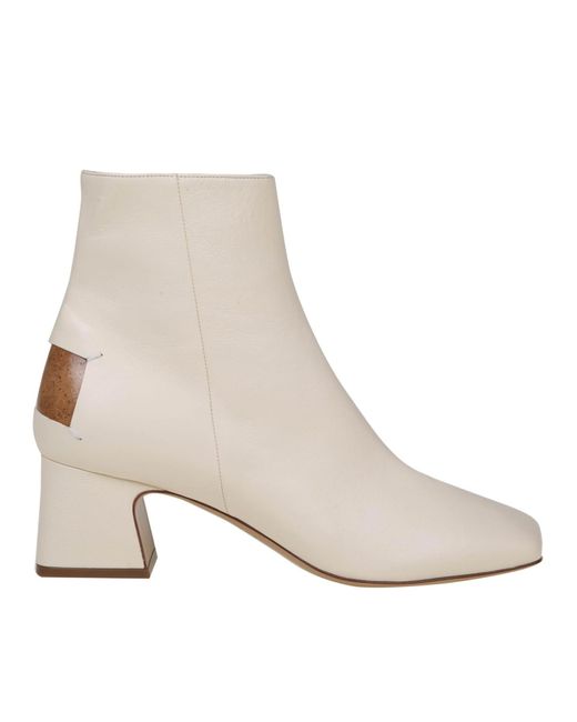 Maison Margiela Natural Leather Boots With Four Stitches On The Back