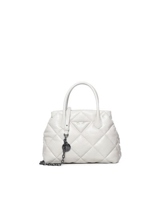Emporio Armani White Quilted Effect Hand Bag