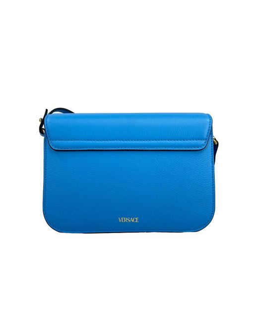 Versace Blue La Medusa Leather Shoulder Crossbody Bag Purse