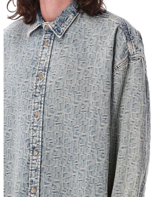Acne Gray Monogram Denim Shirt for men