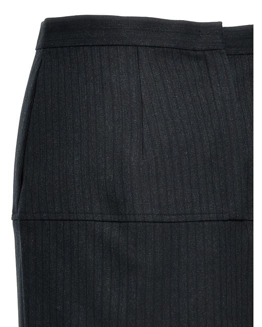Fendi Black Pinstriped Wool Skirt