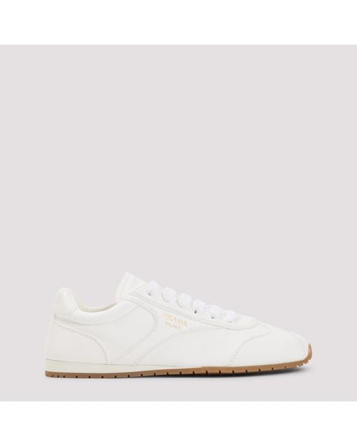 Prada White Lamb Leather Sneakers