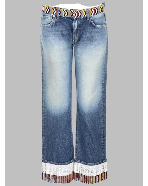 Alanui Blue Jeans With Bead Decoration, Cotton