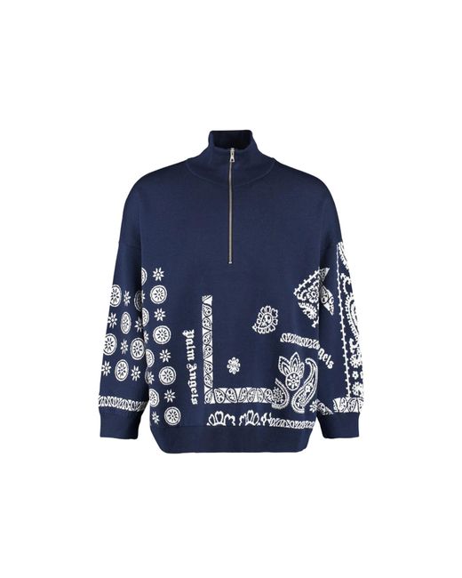 Palm Angels Blue Feeling Knit Pullover for men