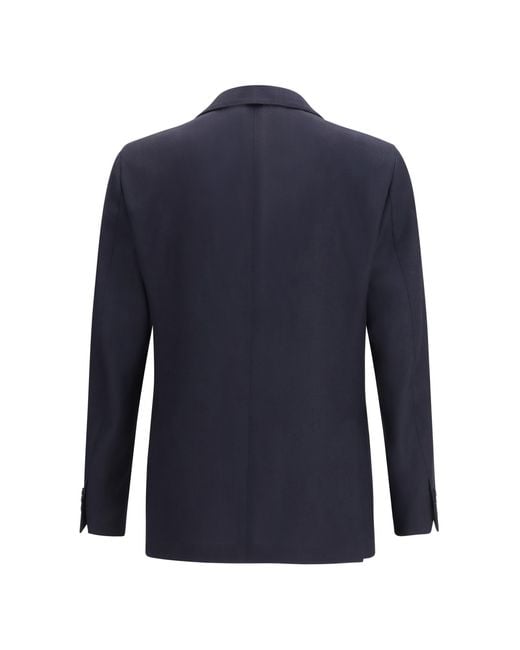 Lardini Blue Roma Blazer Fleece Wool Blazers E Vests for men