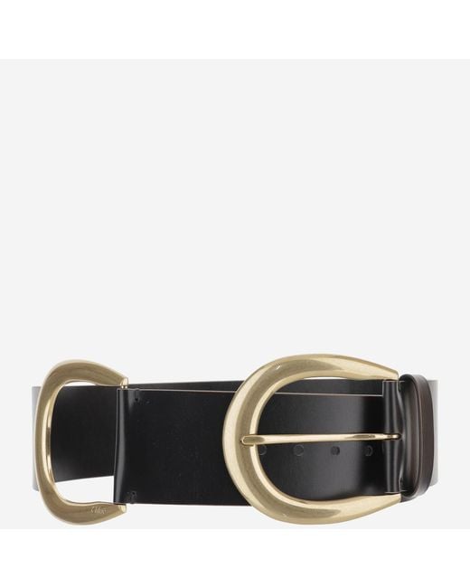 Chloé Black Leather And Brass Belt