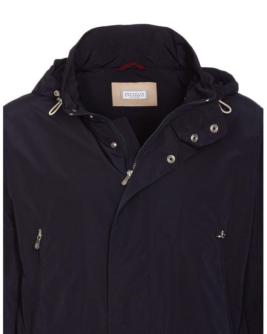 Brunello Cucinelli Blue Zip-up Hooded Jacket for men