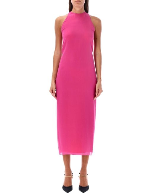 Fendi Pink Georgette Long Dress