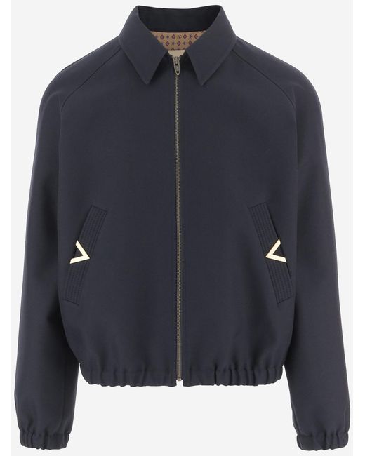 Valentino Blue Wool Blend Jacket Polyester for men