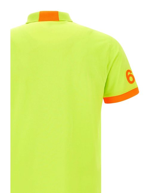 Sun 68 Yellow Fluo Logo Cotton Polo Shirt for men