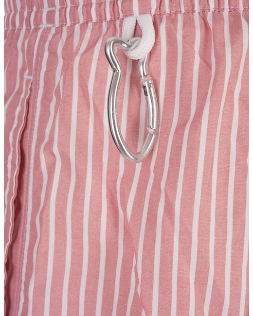 Fedeli Pink And Striped Swim Shorts for men