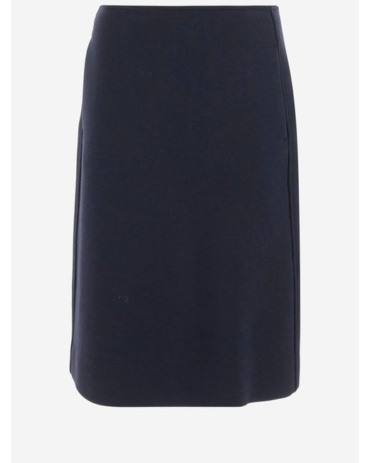 Jil Sander Blue Wool Blend Midi Skirt