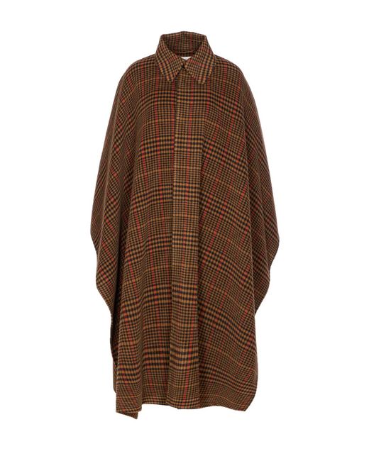 Saint Laurent Brown Plaid Cape