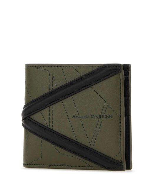 Alexander McQueen Green Army Leather Wallet for men