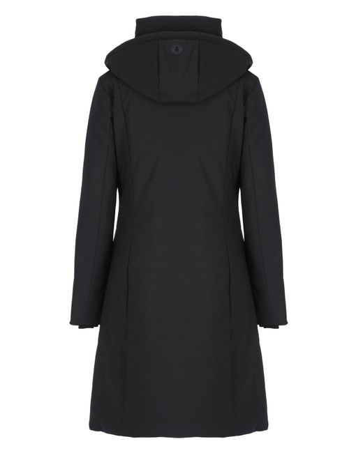 Save The Duck Black Zip Up Hooded Long Coat