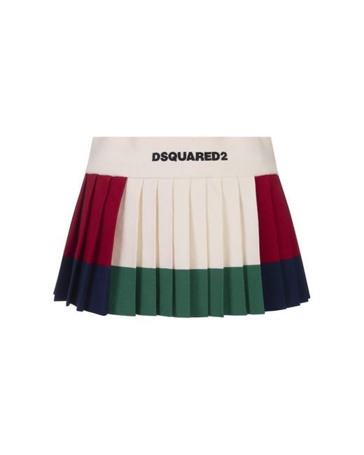 DSquared² Red Pleated Mini Skirt