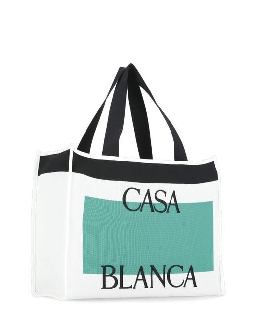 Casablancabrand Green Shopping Bag With Logo