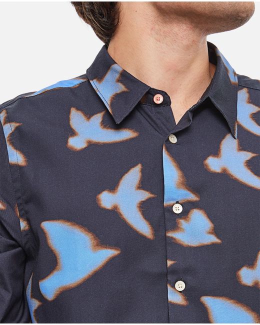 Paul Smith Blue Shadow Birds Shirt for men