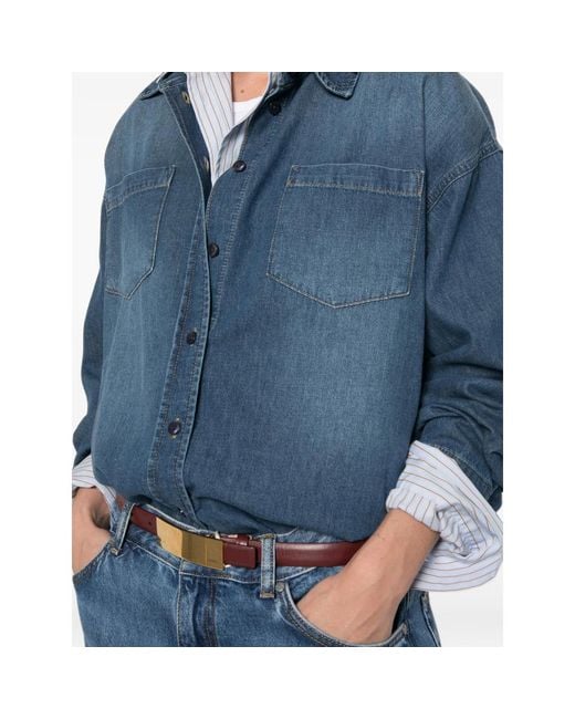 Frankie Shop Blue Shirt Deira Washed Cotton