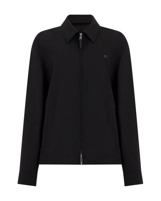 Burberry Black Zip-Up Jacket Wool Raincoats for men