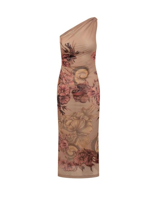 Alberta Ferretti Natural Dress With Floral Print