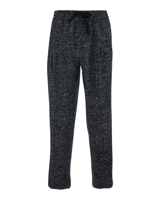 Dolce & Gabbana Black Dark Trousers With Elasticated Waist Drawstring for men