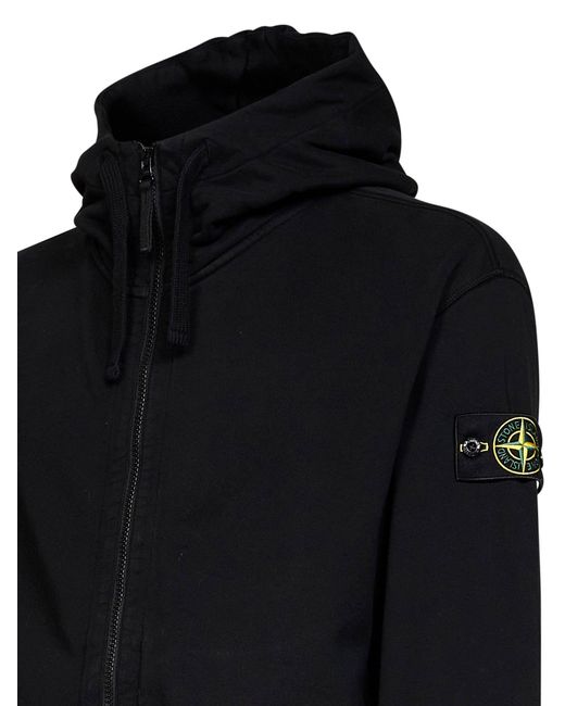 Stone Island Blue Organic Cotton Zip-Up Hoodie for men