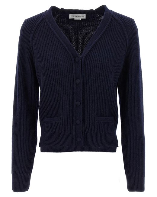Victoria Beckham Blue Stepped Hem' Cardigan