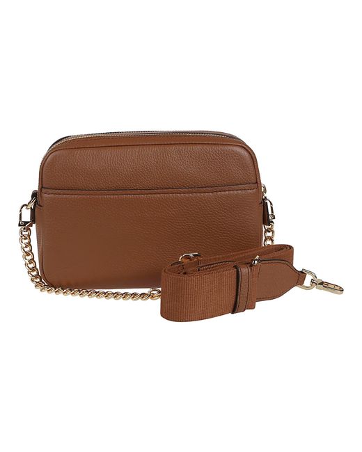 Michael Kors Brown Bryant Medium Double Zip Chain Crossbody Camera Bag