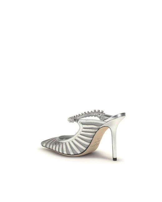 Jimmy Choo White Silver Leather High Heel Pumps